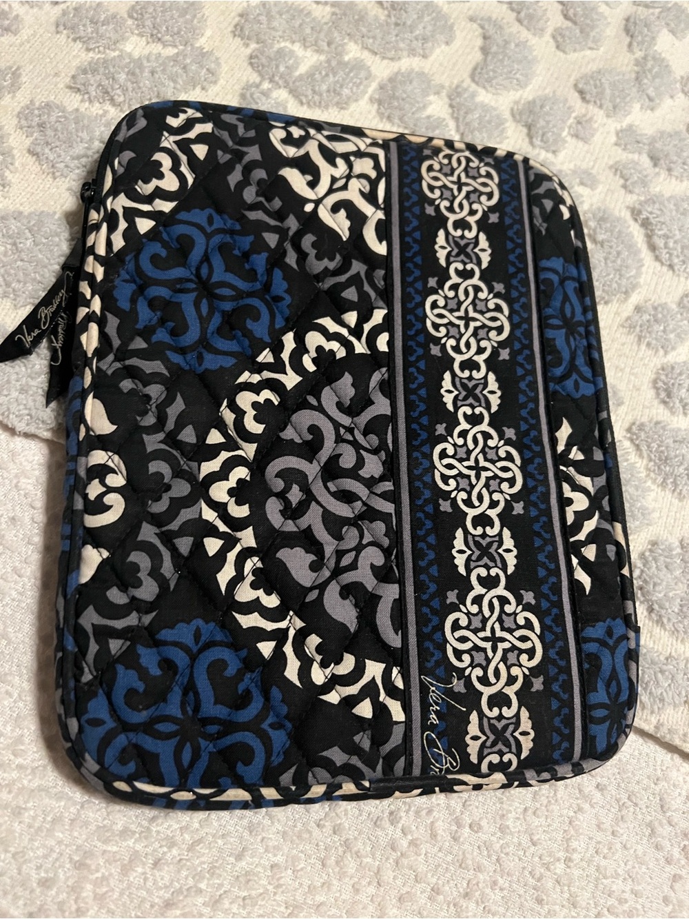 Vera Bradley Quilted Sleeve in Black, Blue & white